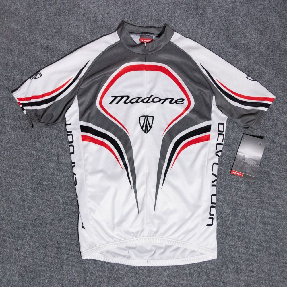 NWT Trek Madone Men’s Cycling Jersey Short Sleeve Zip Made In Italy White Large